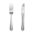 Realistic silver knife and fork - vector